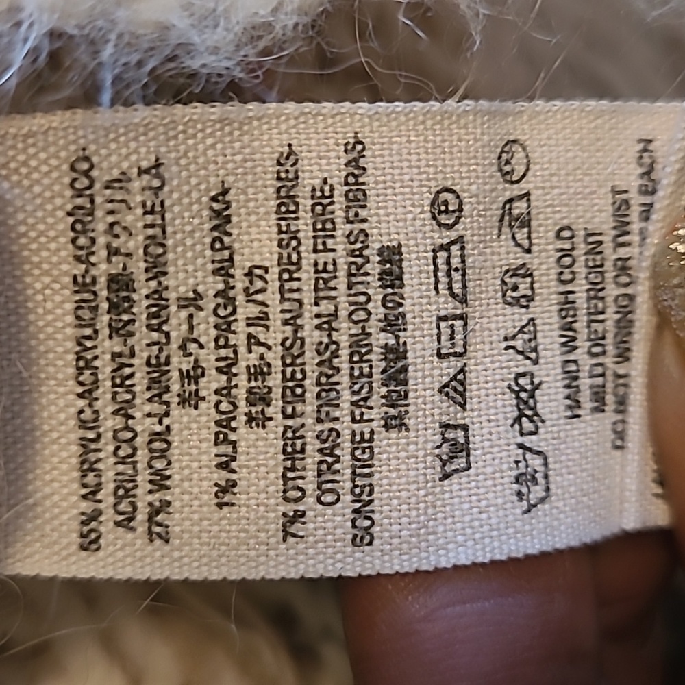 Free People cream  fuzzy Cowl Neck Sweater. Short sleeves. - Picture 5 of 5